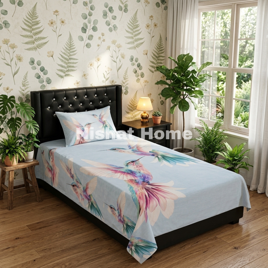 Divine Pure Cotton Kids Bed Sheet - Hummingbird - Single - DSB238