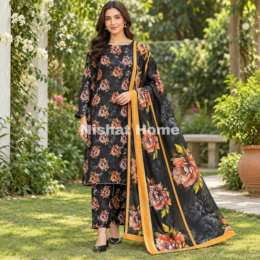 Alnina Women Winter Dhanak Same Dopatta - 3pcs - ADS01