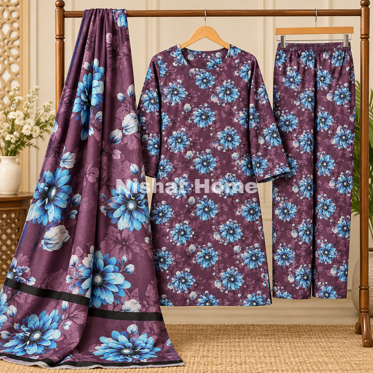 Alnina Women Winter Dhanak Same Dopatta - 3pcs - ADS07