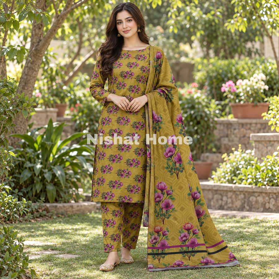 Alnina Women Winter Dhanak Same Dopatta - 3pcs - ADS08