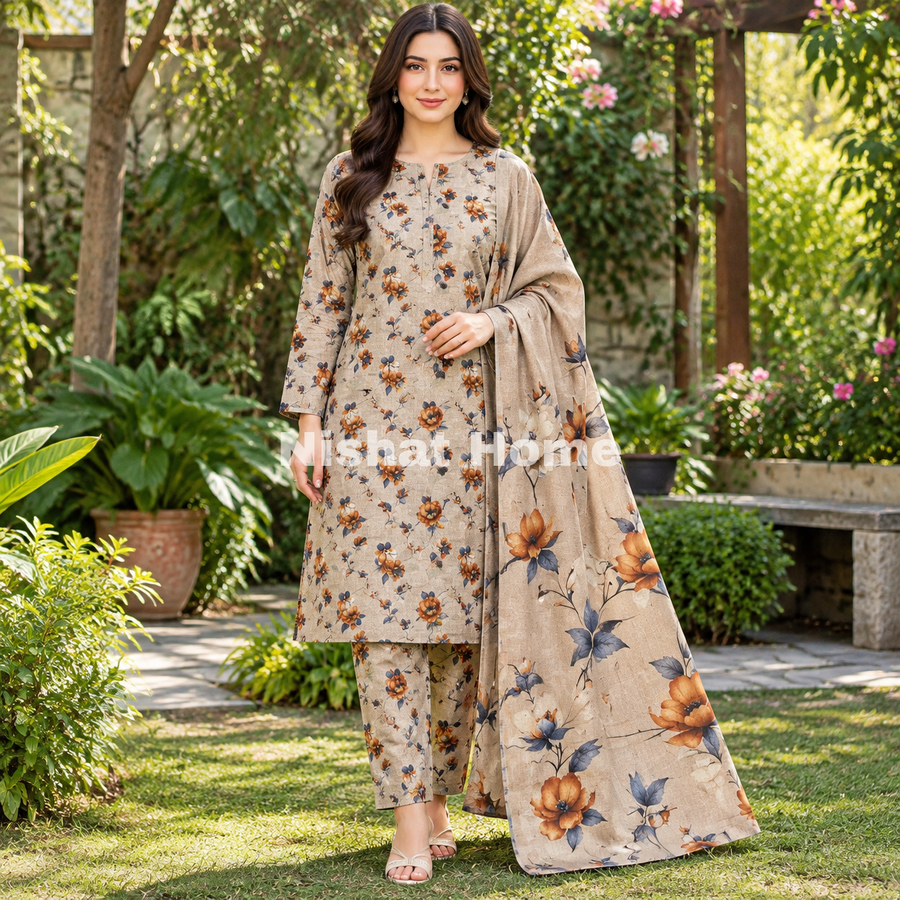 Alnina Women Winter Dhanak Same Dopatta - 3pcs - ADS10