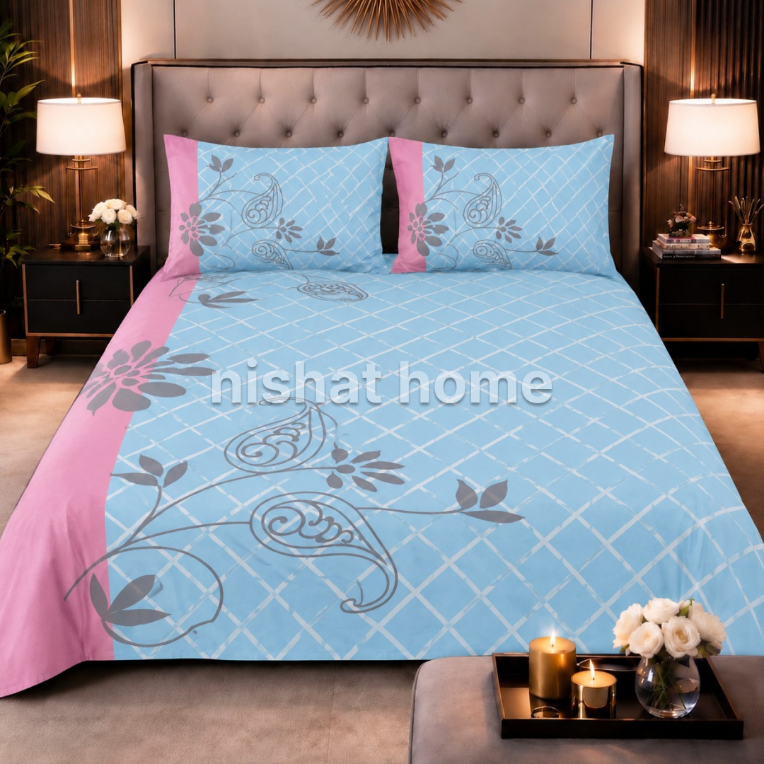 Luvoza Cotton Bed Sheet - King - 3pcs - CSB451