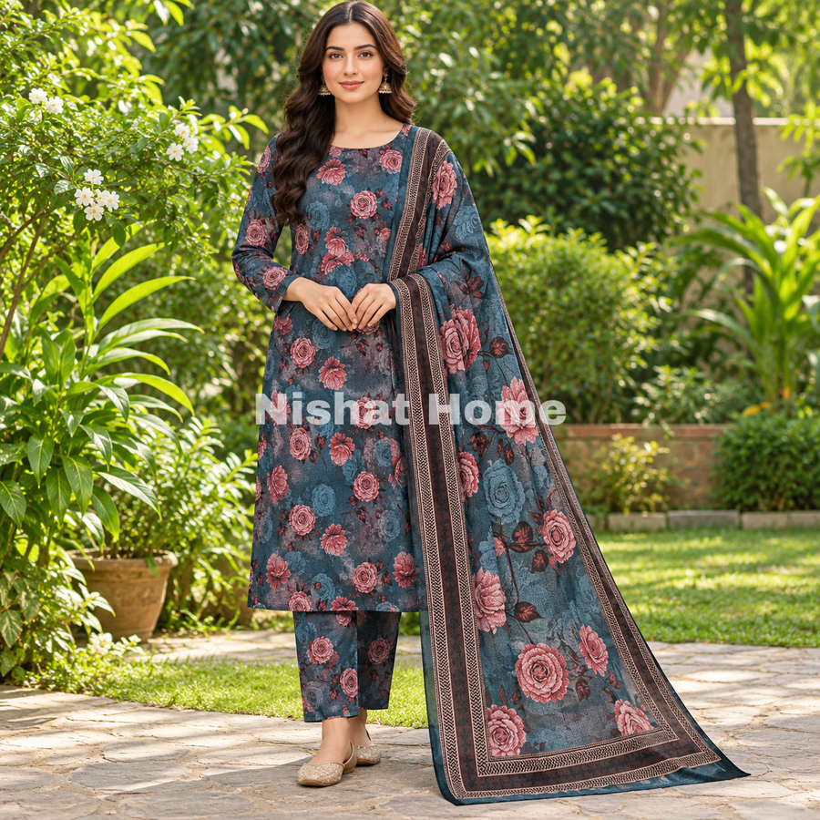 Alnina Women Winter Dhanak Same Dopatta - 3pcs - ADS02