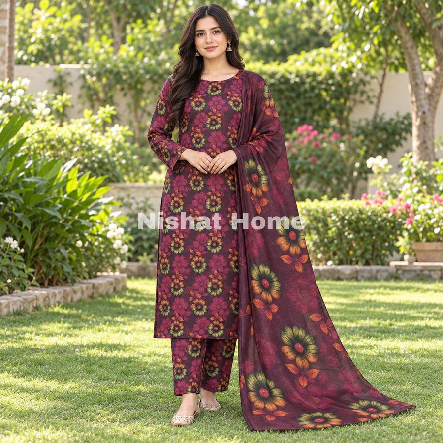 Alnina Women Winter Dhanak Same Dopatta - 3pcs - ADS19