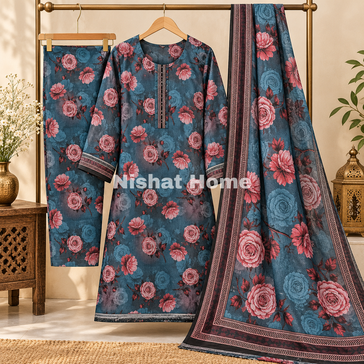 Alnina Women Winter Dhanak Same Dopatta - 3pcs - ADS02