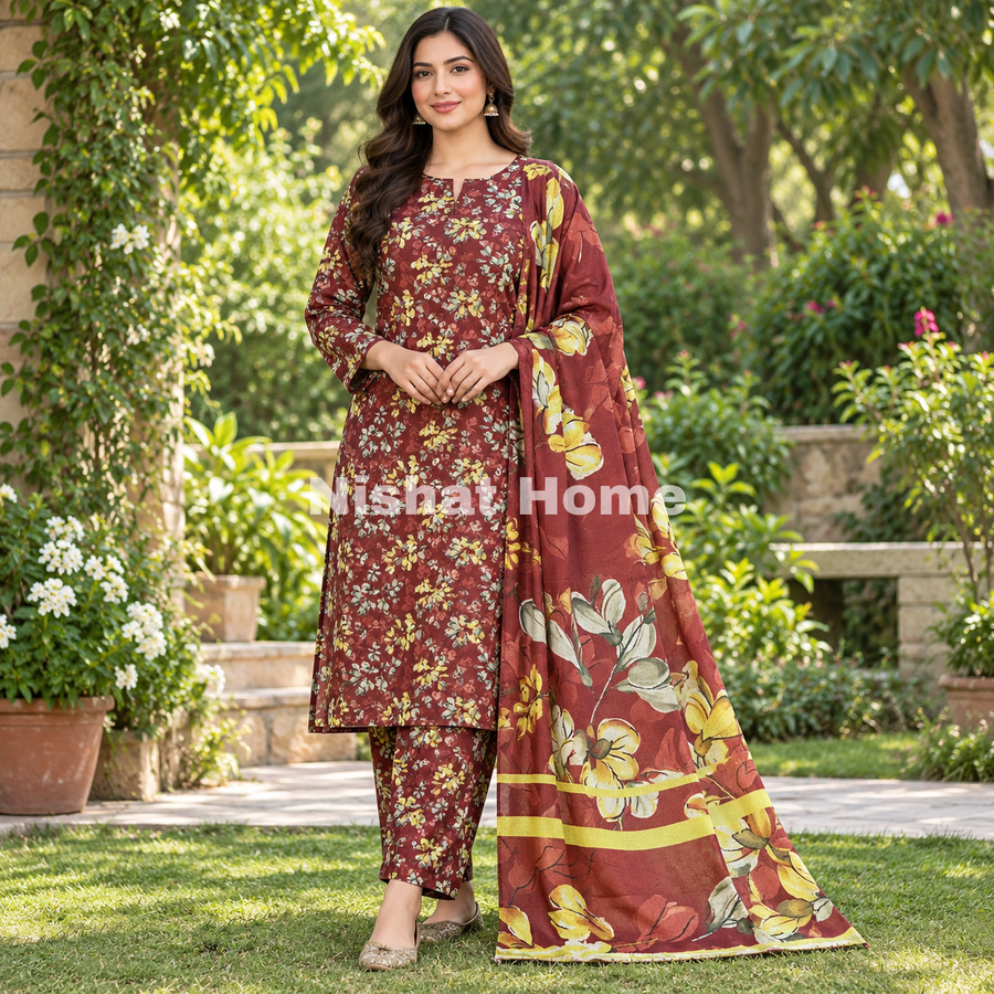 Alnina Women Winter Dhanak Same Dopatta - 3pcs - ADS03