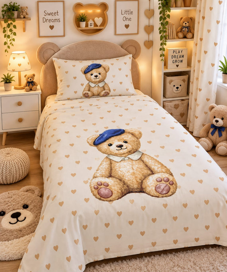 Divine Pure Cotton Kids Bed Sheet - Teddy - Single - DSB229