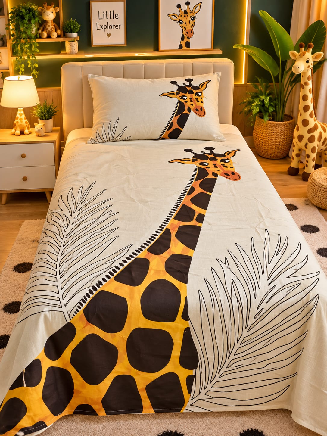 Divine Pure Cotton Kids Bed Sheet - Giraffe - Single - DSB231