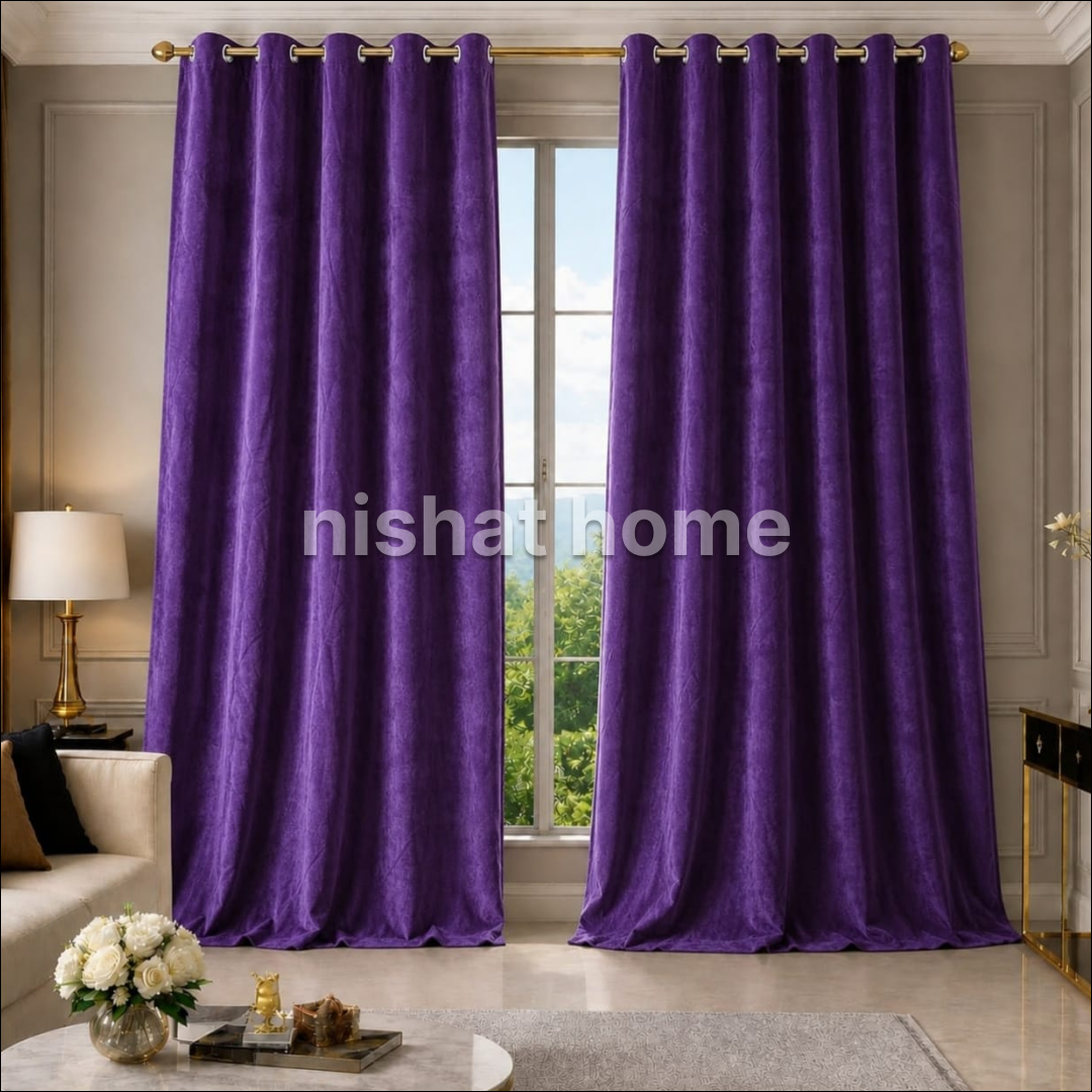 Xato Velvet Solid Curtain - Purple - XVC12