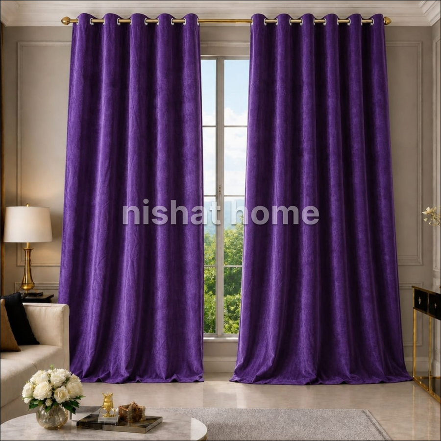 Xato Velvet Solid Curtain - Purple - XVC12