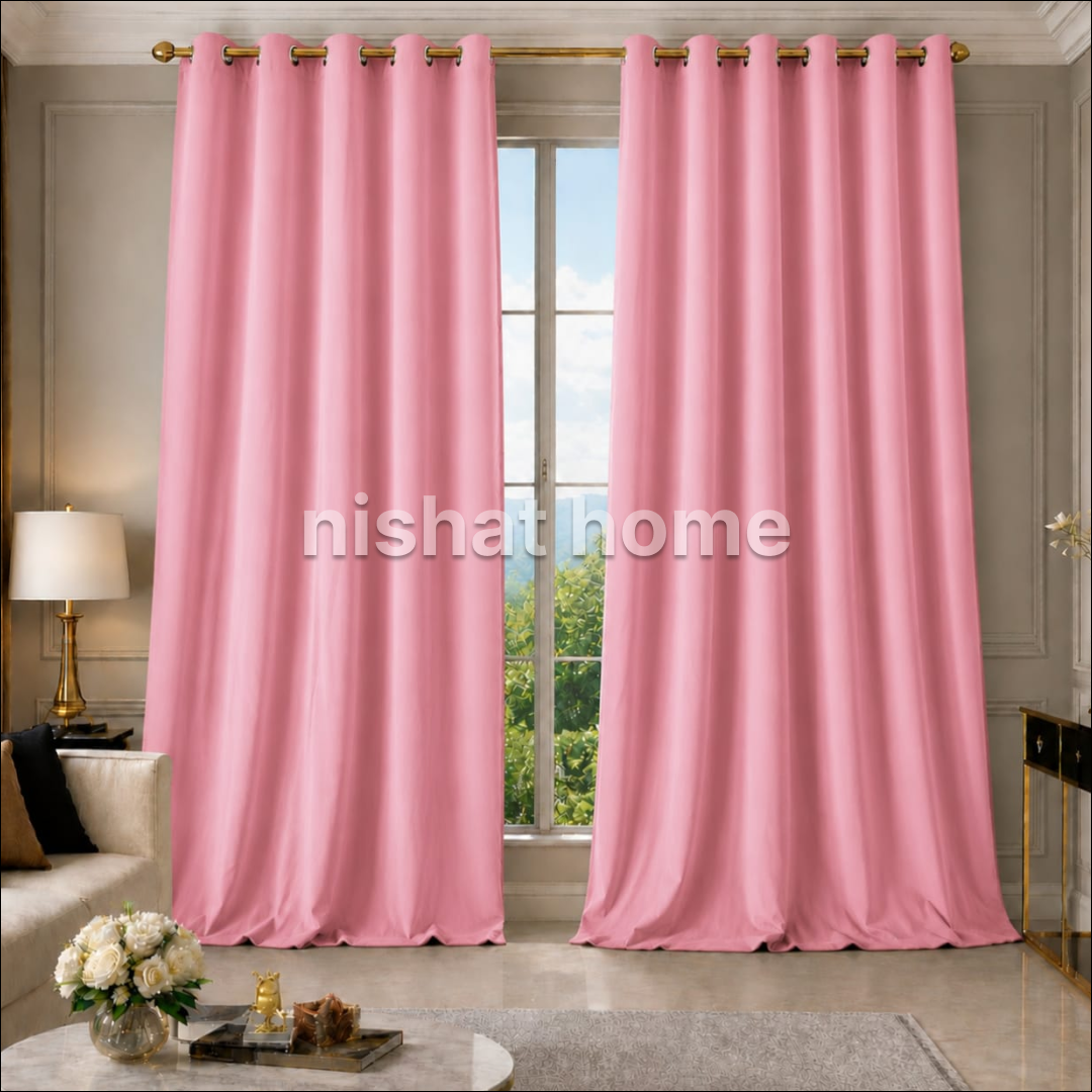 Xato Velvet Solid Curtain - Pink - XVC13