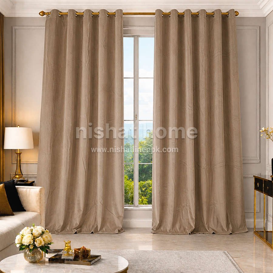Xato Velvet Solid Curtain - Warm Taupe - XVC10