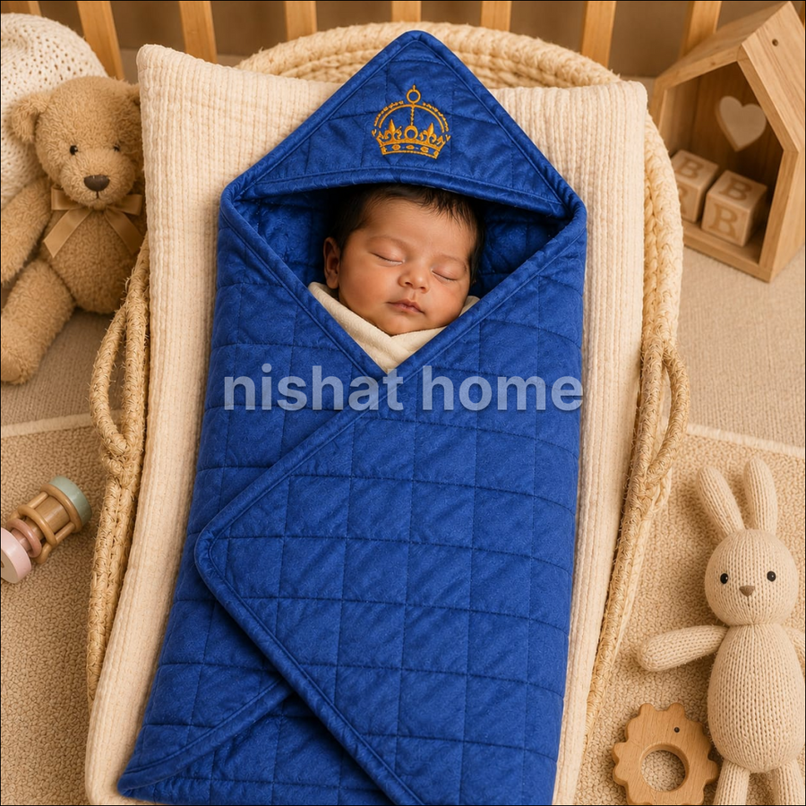 Baby Velvet Blanket / Wrapping Sheet - Navy - BWS04
