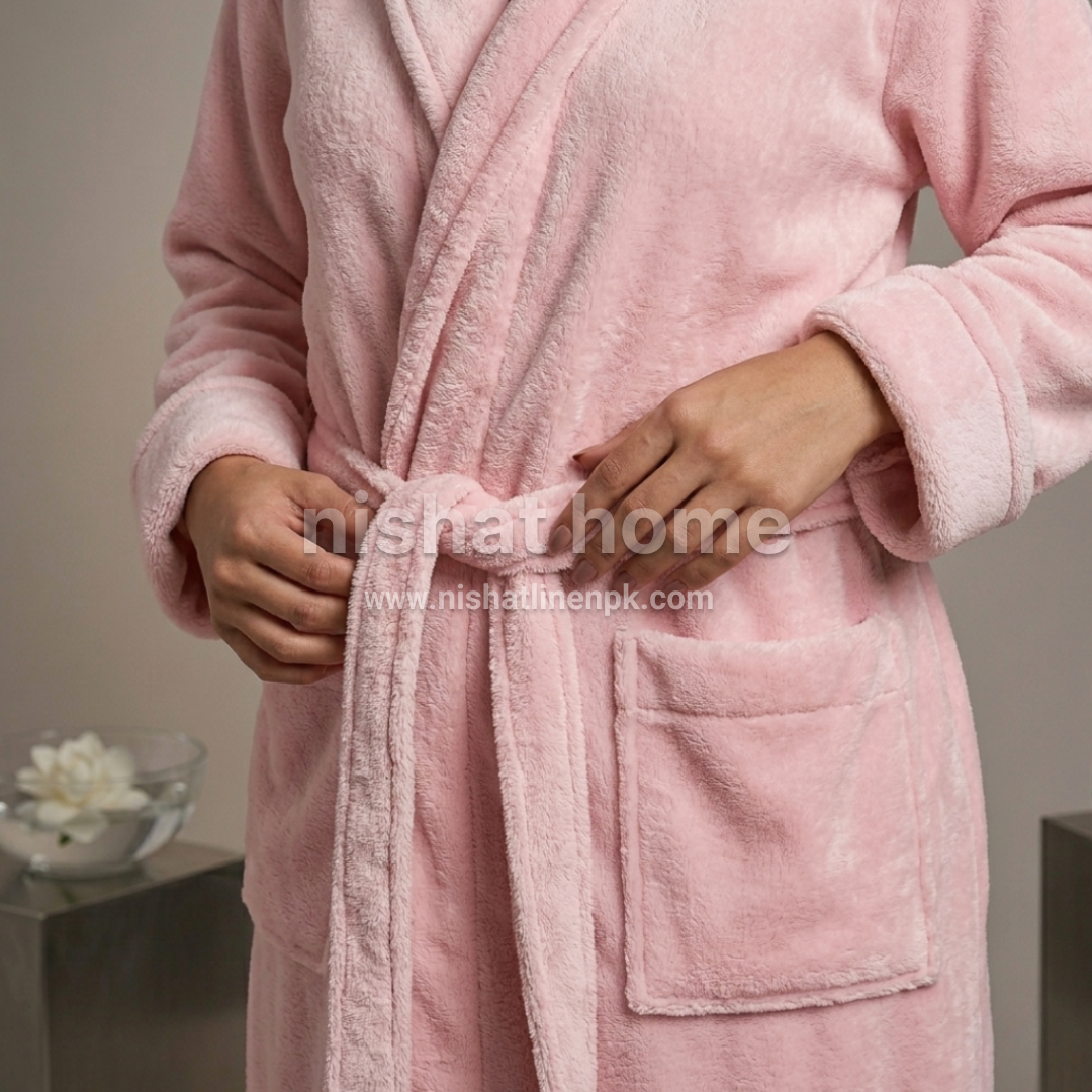 Luxury Unisex Fleece Bath Robe - Rose - UBR15