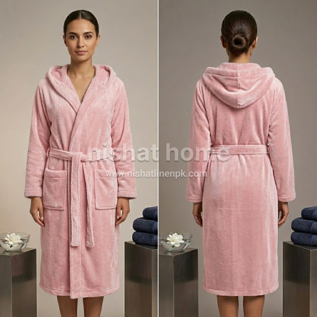 Luxury Unisex Fleece Bath Robe - Rose - UBR15