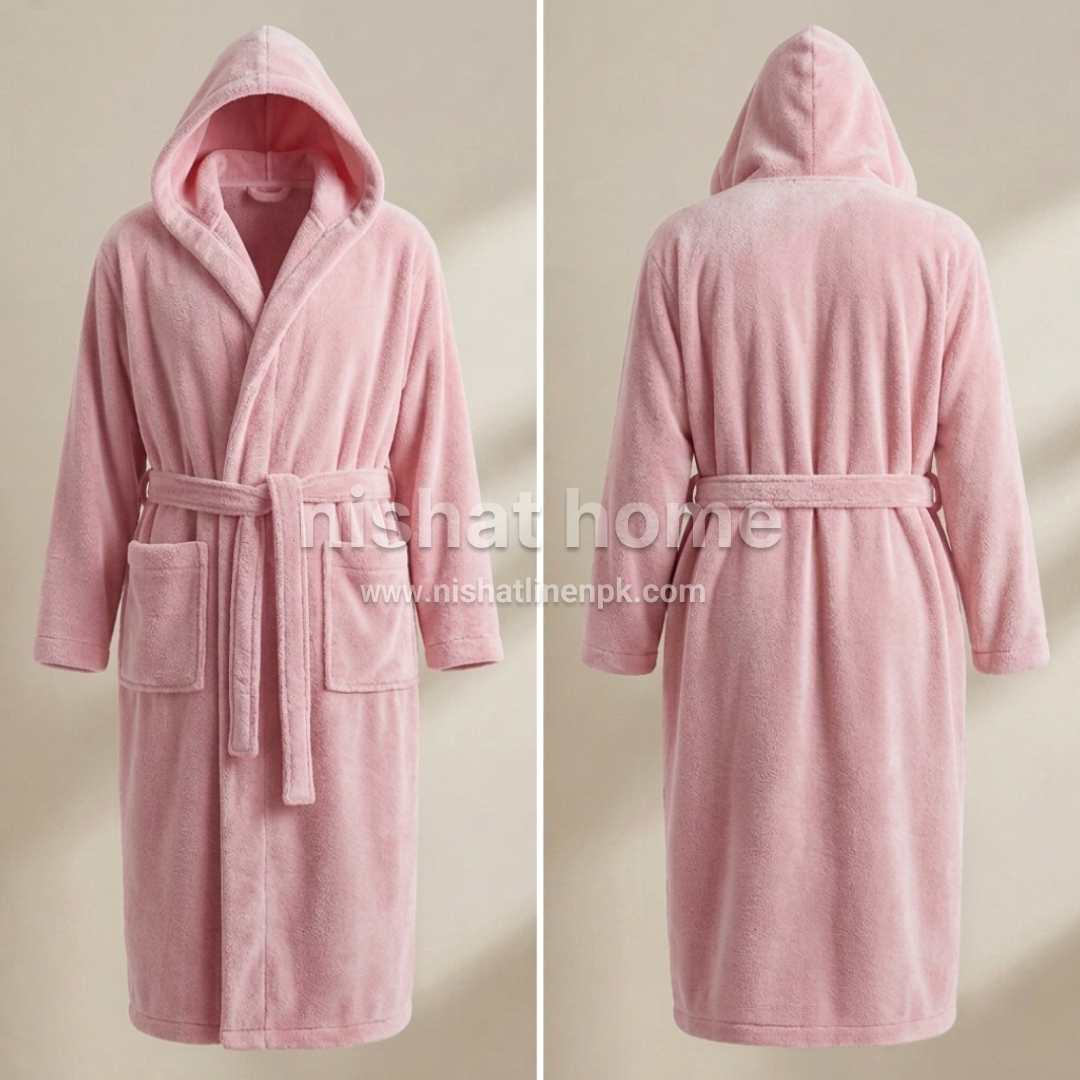 Luxury Unisex Fleece Bath Robe - Rose - UBR15