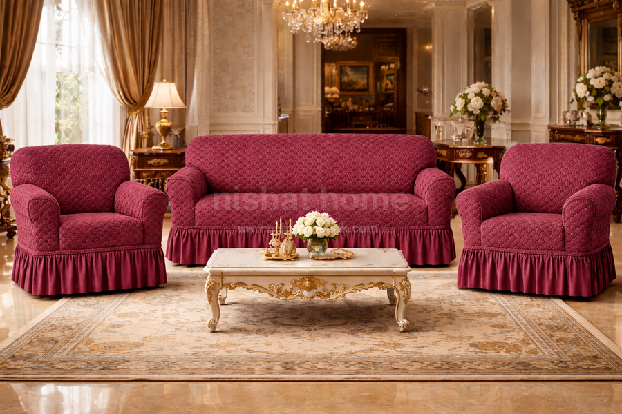 Butterfly Luxury Sofa Cover - Magenta Rose - BSC03