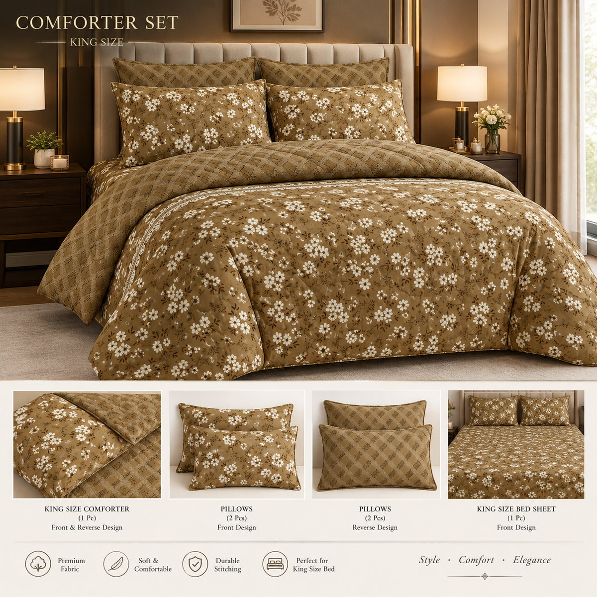 Cotton Comforter Set - 6pcs - HTP3157