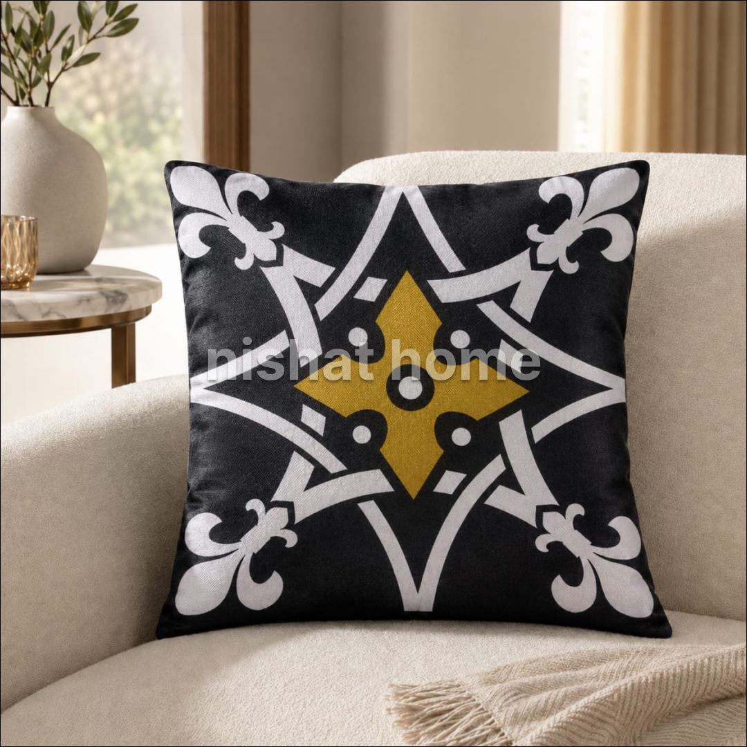 Rinqo Cushion Set - Mustard Noir Geometric - Pack of 3 - RCS12