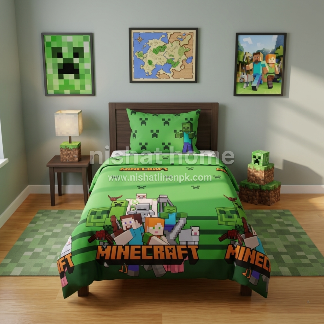 Divine Pure Cotton Kids Bed Sheet - Minecraft - Single - DSB173