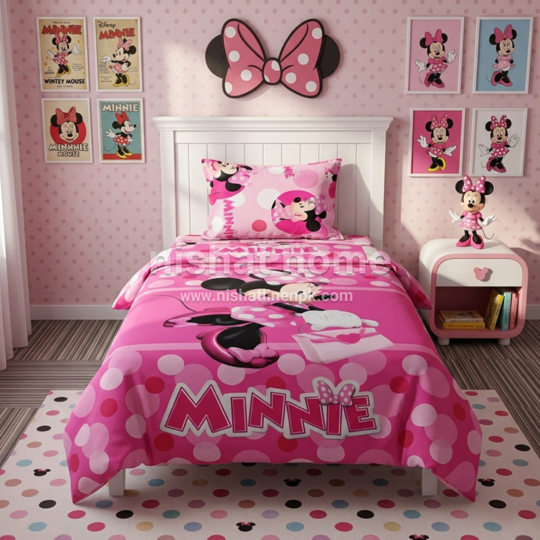 Divine Pure Cotton Kids Bed Sheet - Minnie - Single - DSB177