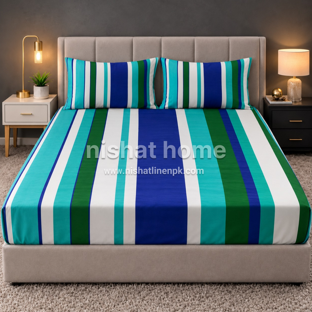 Royal Pure Cotton Printed Fitted Bed Sheet - King - 3pcs - RPF132