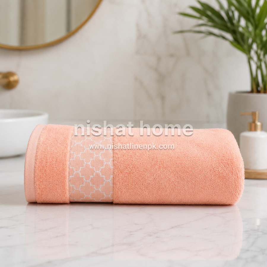 Export Quality Pure Cotton Bath Towel - Rose - ET09