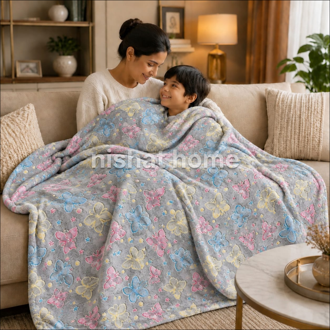 Glow in the Dark Kids Blanket - Floral Butterfly - KGB05