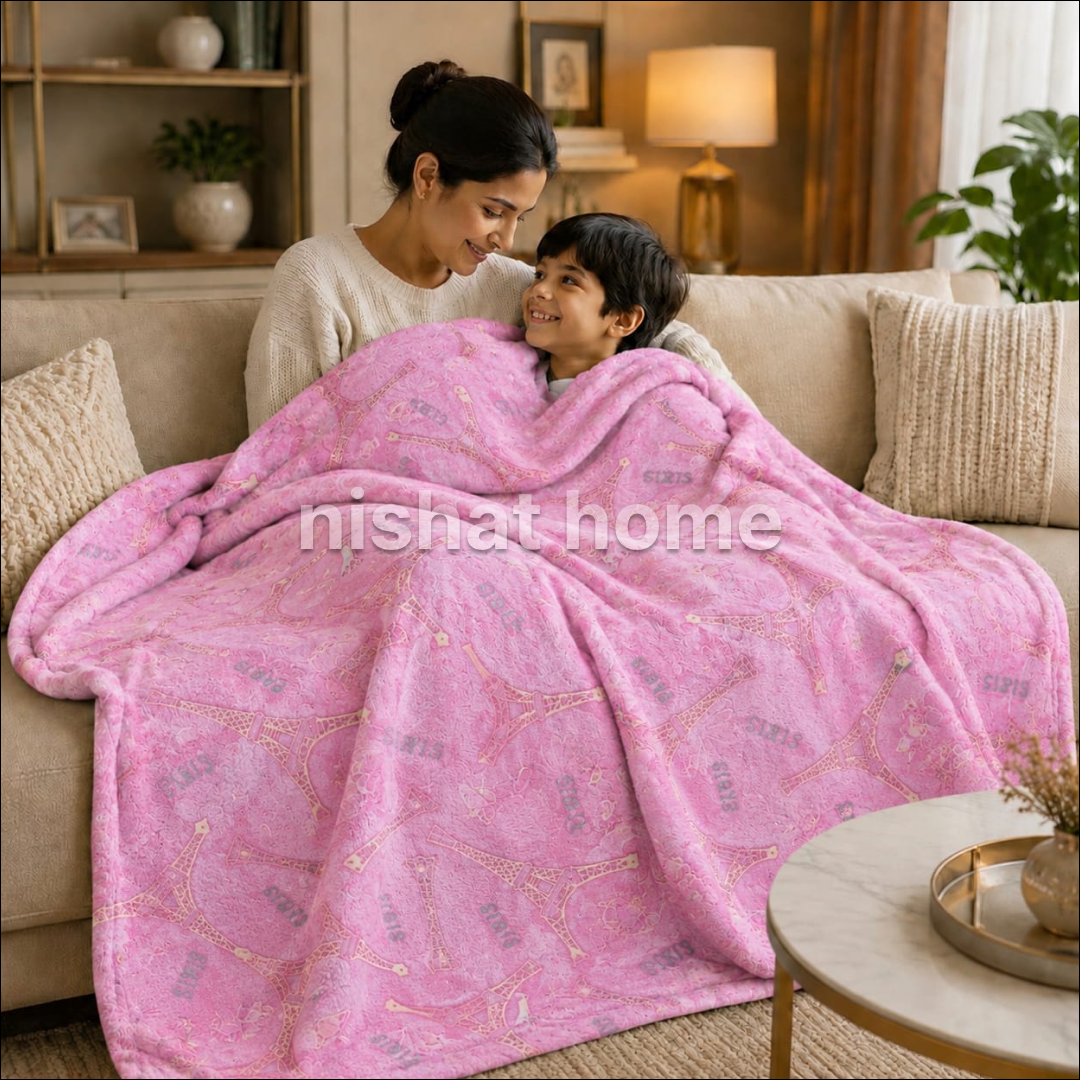 Glow in the Dark Kids Blanket - Eiffel Blush - KGB08