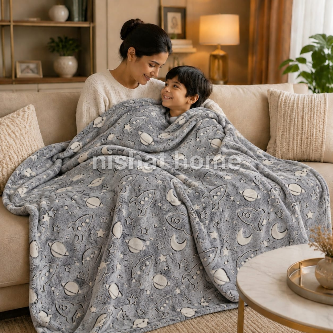 Glow in the Dark Kids Blanket - MoonRover - KGB09