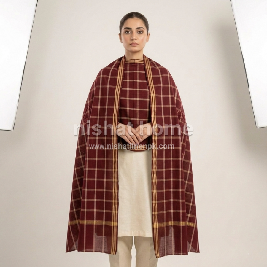 Women Lawn Barosha Shawl - Red - WLS12
