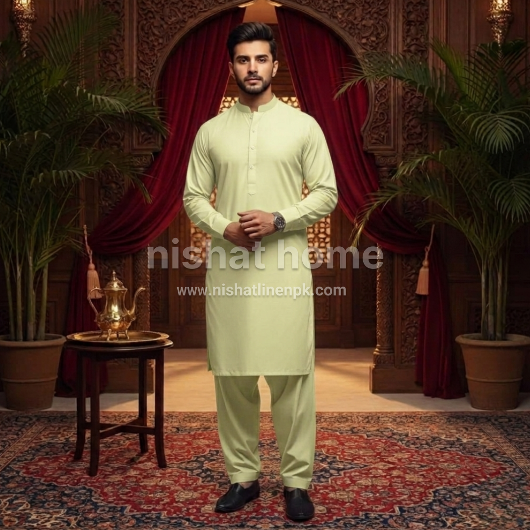 Khushi Men Premium Wash n Wear - 2pcs - Pistachio - KWW17