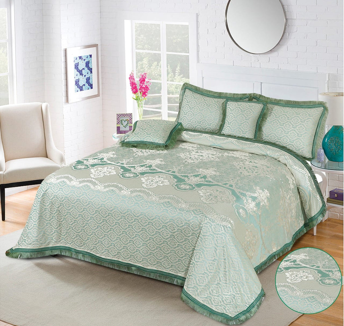 Marry Silver Bridal Bed Sheet Set - Palachi - 3pcs - MSB19