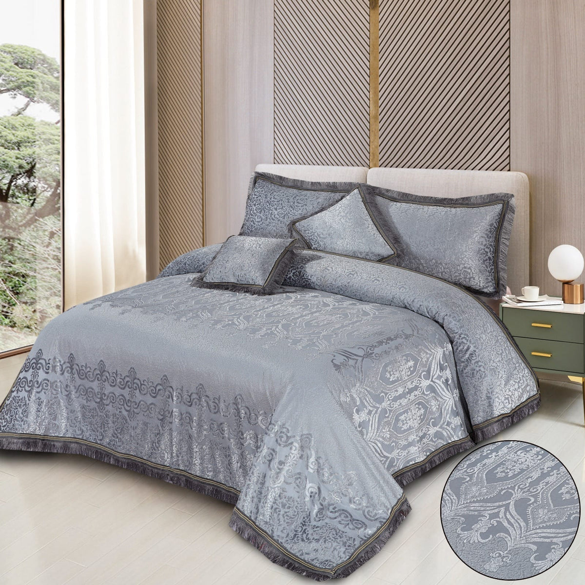 Marry Silver Bridal Bed Sheet Set - Palachi - 3pcs - MSB21