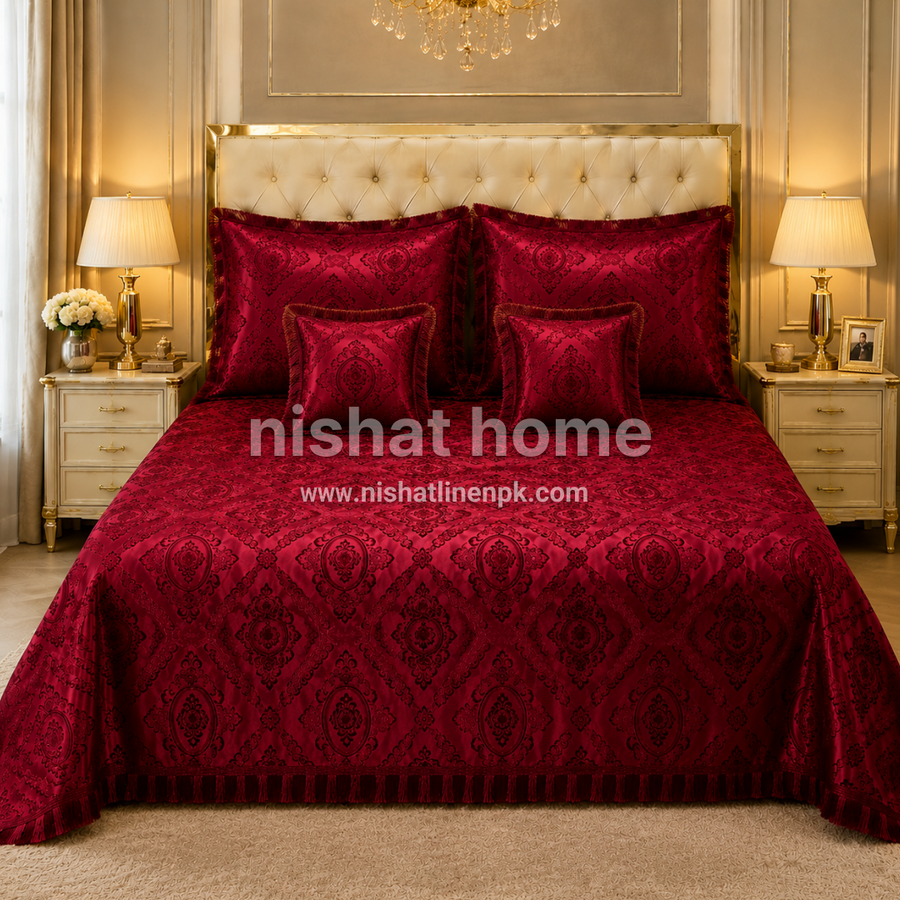 Marry Silver Bridal Bed Sheet Set - Palachi - 5pcs - MSB33