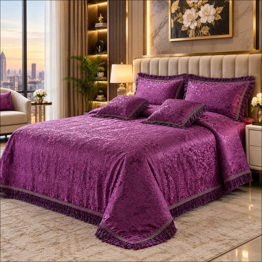 Marry Silver Bridal Bed Sheet Set - Palachi - 5pcs - MSB36