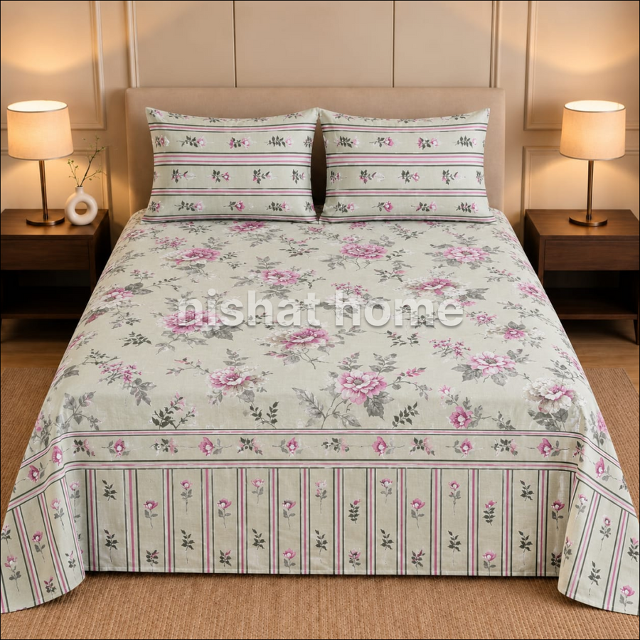 Executive Pure Cotton Bed Sheet - King - 3pcs - NLB139