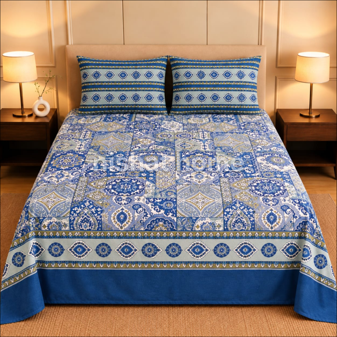 Executive Pure Cotton Bed Sheet - King - 3pcs - NLB142