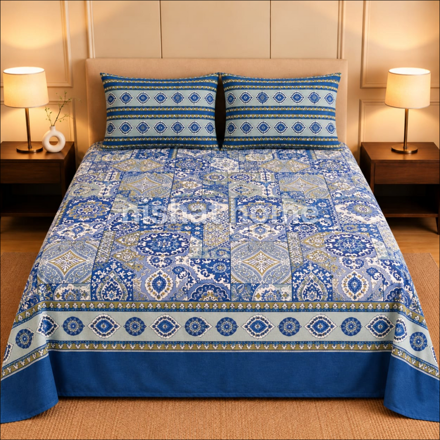 Executive Pure Cotton Bed Sheet - King - 3pcs - NLB142
