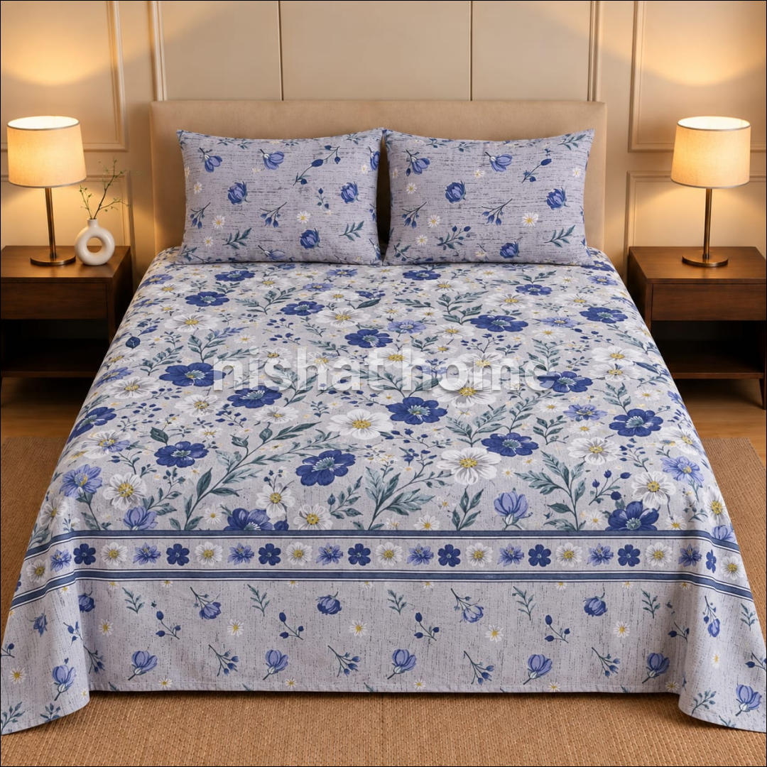 Executive Pure Cotton Bed Sheet - King - 3pcs - NLB145