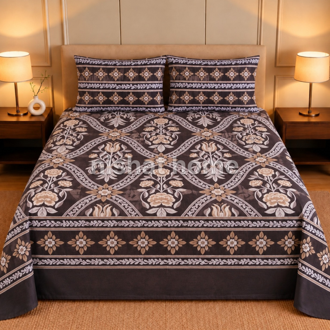 Executive Pure Cotton Bed Sheet - King - 3pcs - NLB147