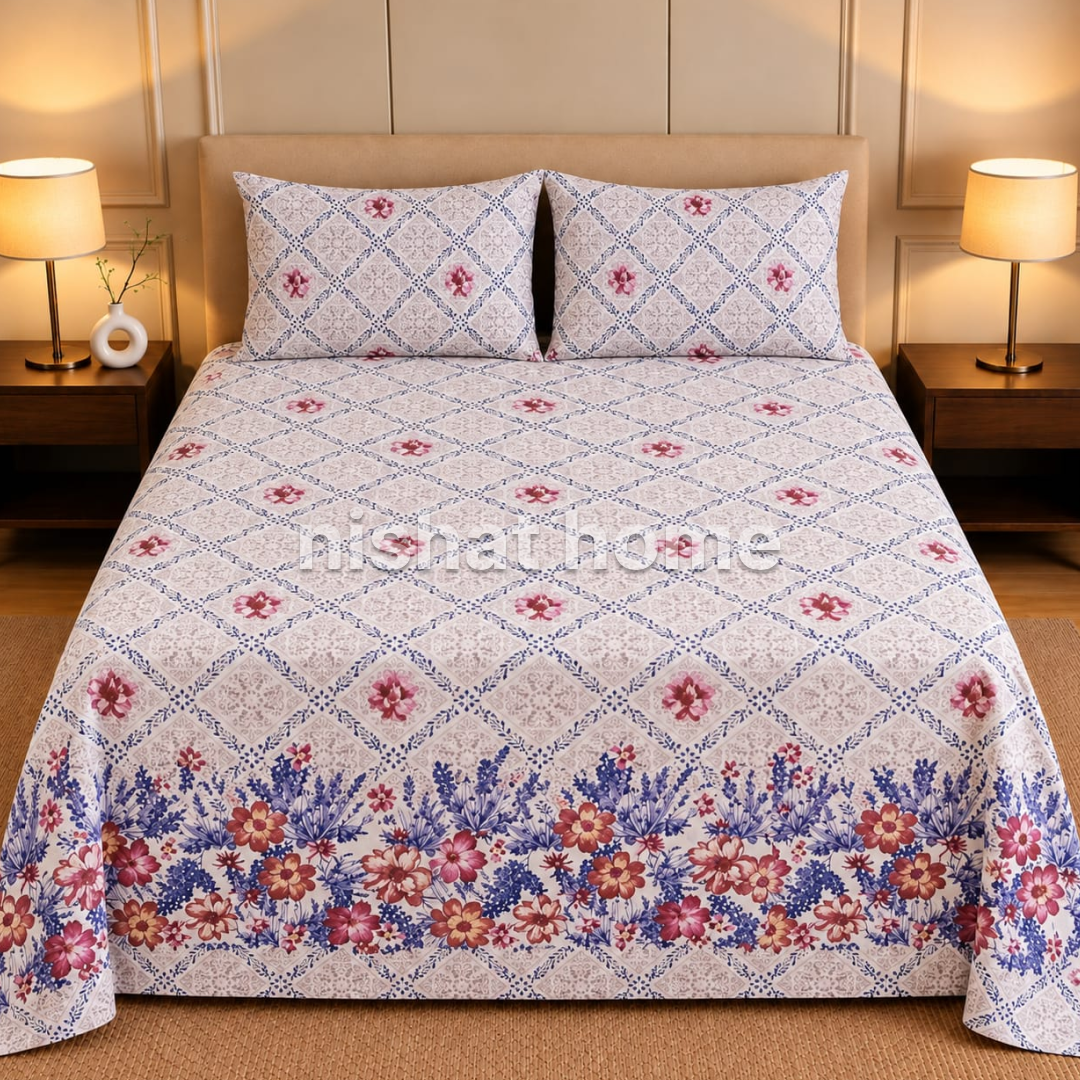 Executive Pure Cotton Bed Sheet - King - 3pcs - NLB149
