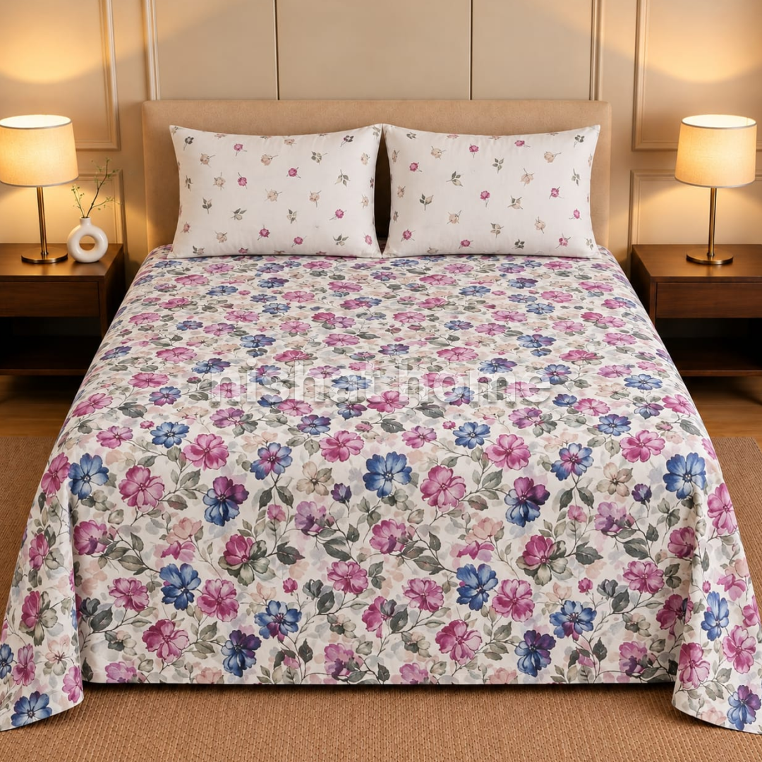 Executive Pure Cotton Bed Sheet - King - 3pcs - NLB151