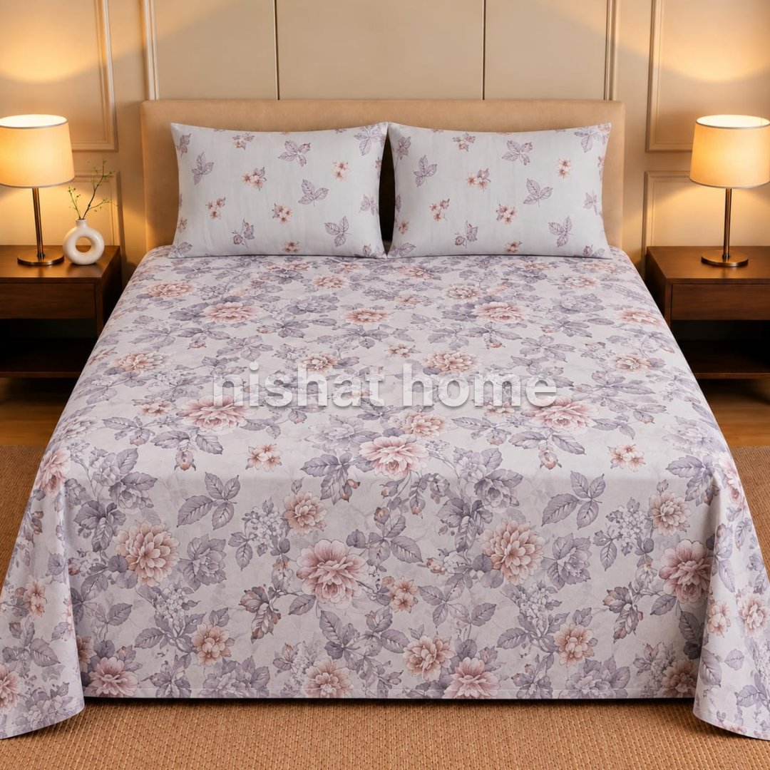 Executive Pure Cotton Bed Sheet - King - 3pcs - NLB152