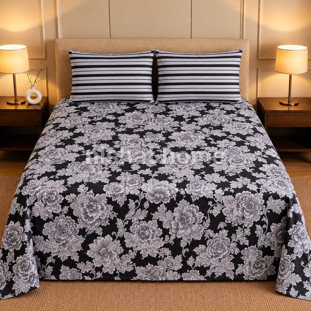 Executive Pure Cotton Bed Sheet - King - 3pcs - NLB154
