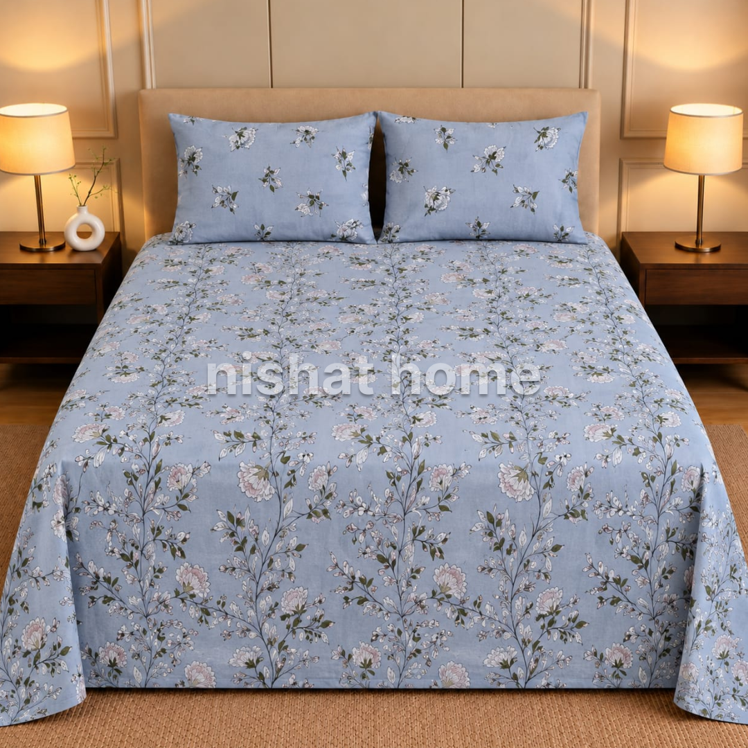 Executive Pure Cotton Bed Sheet - King - 3pcs - NLB156
