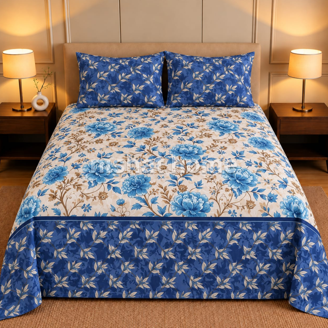 Executive Pure Cotton Bed Sheet - King - 3pcs - NLB157