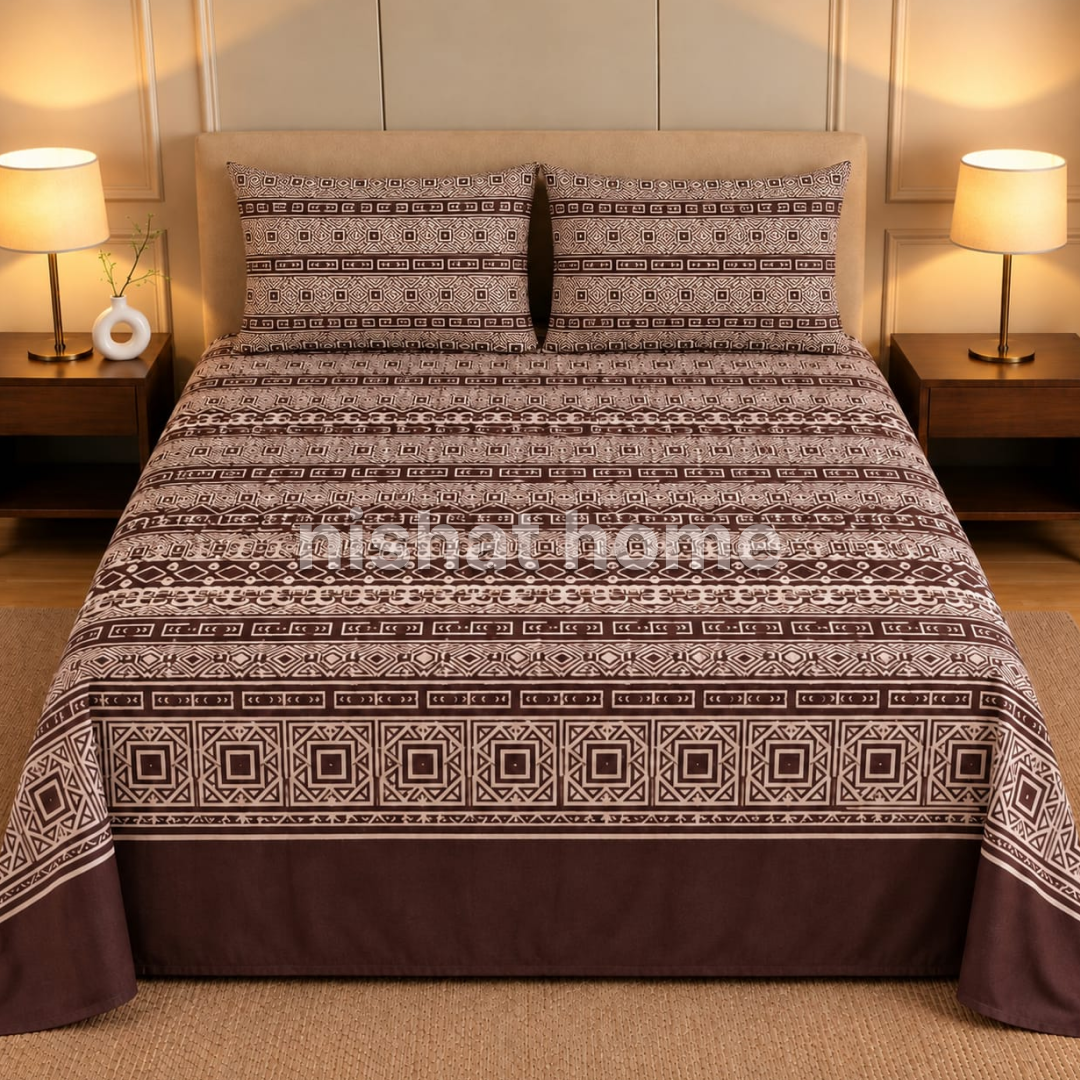 Executive Pure Cotton Bed Sheet - King - 3pcs - NLB158