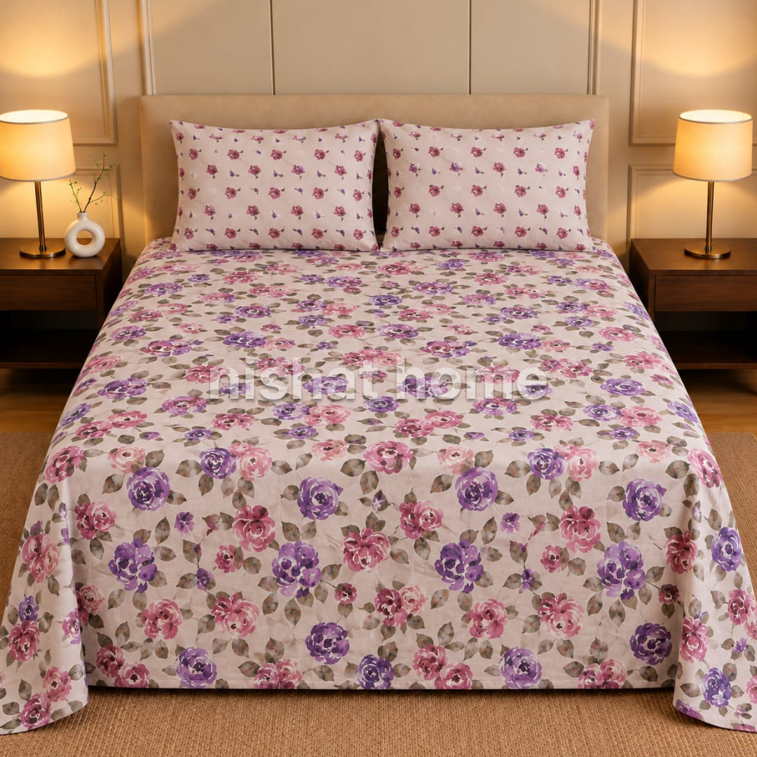 Executive Pure Cotton Bed Sheet - King - 3pcs - NLB159