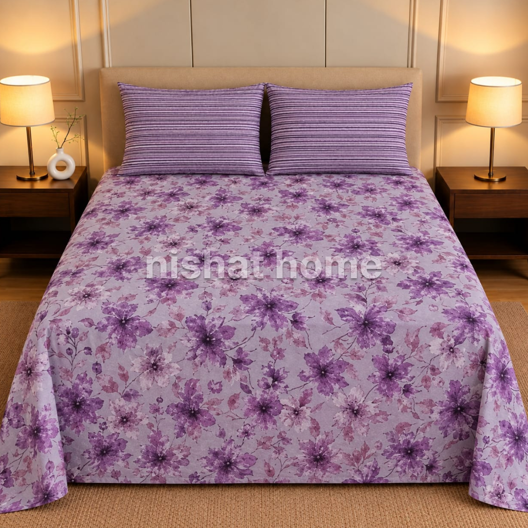 Executive Pure Cotton Bed Sheet - King - 3pcs - NLB161